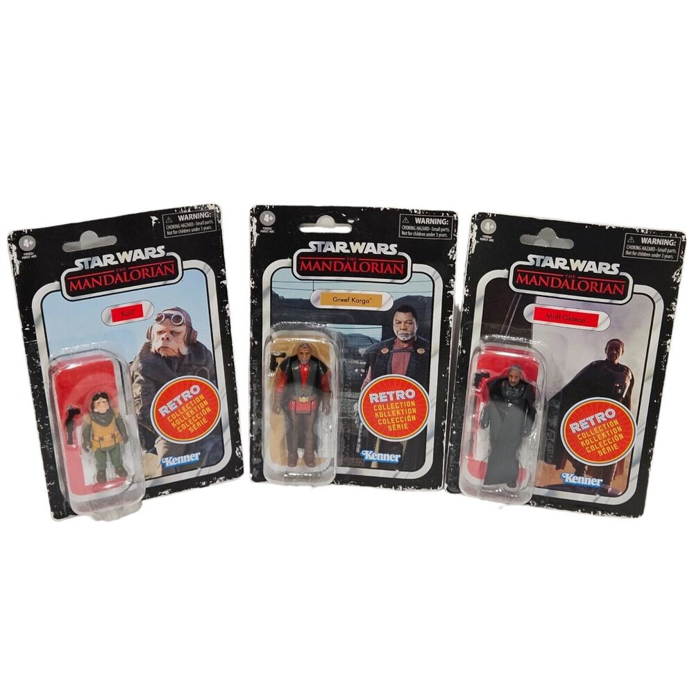 3 LOT - Mandalorian Retro Kenner - Greef Karga - Moff Gideon - Kuiil Toy Figures